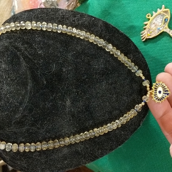 Heart protection eye necklace and citrus crystal handmade 24 k gold fill necklac - Picture 6 of 9